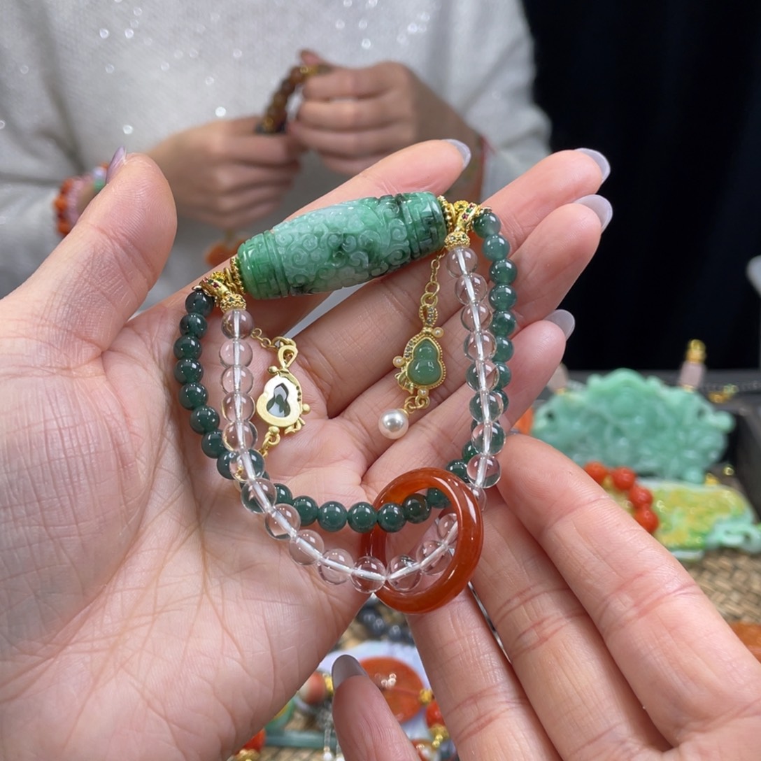 翡翠手链未镶嵌代编织