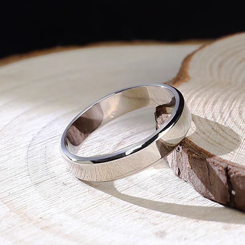 足银戒指 足银999.9 升级款平面光圈双斜面素圈戒指