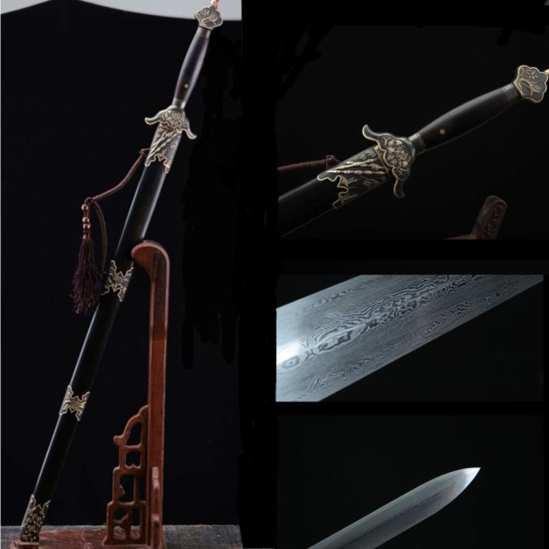 龙泉刀剑梅兰竹菊清宝剑花纹钢不锈钢太极剑半硬剑君子剑未开刃
