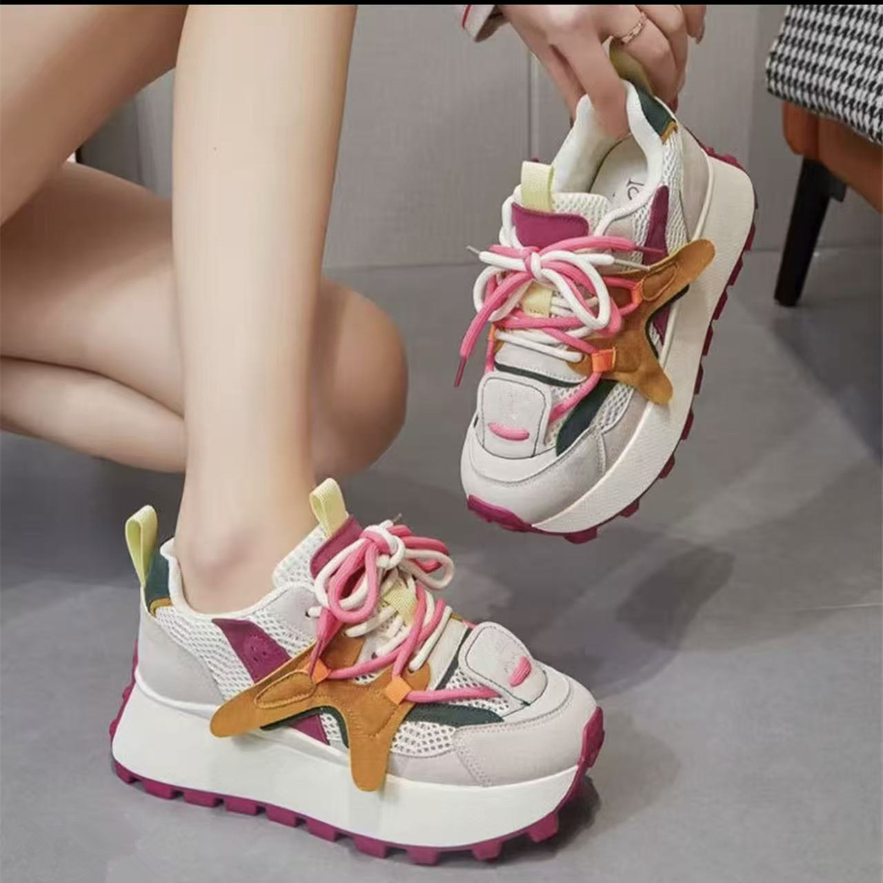 222-1断码女鞋时尚百搭秋季透气女阿甘鞋休闲女运动鞋防滑女鞋