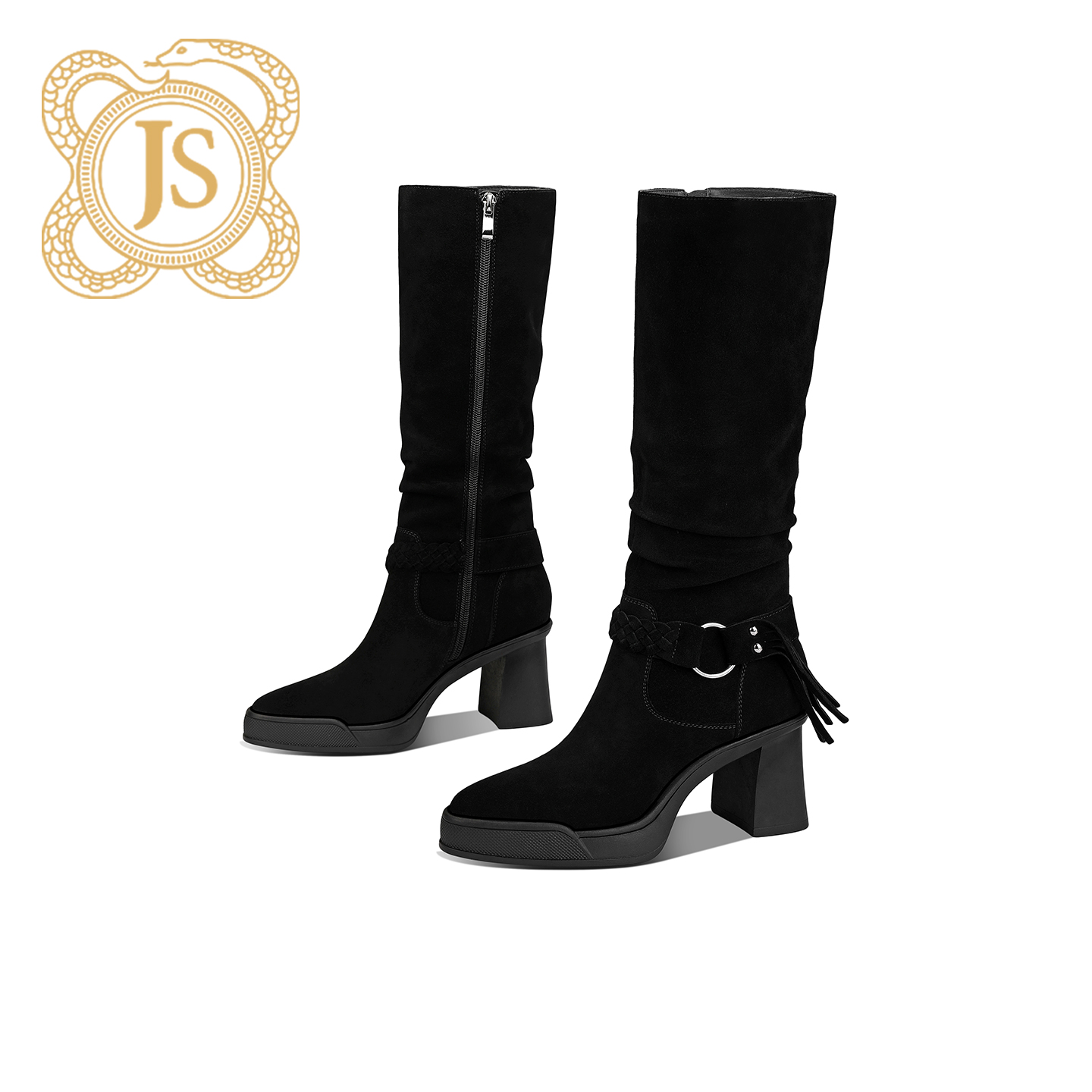 已开价，5799X853S黑色加绒高跟过膝秋冬时尚欧美尖头粗跟时装靴