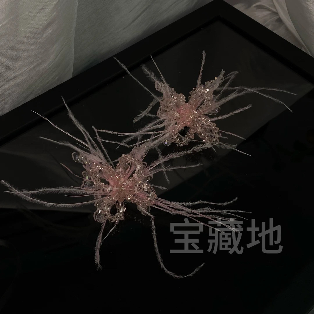 合金耳饰 2889新款新娘粉色水晶耳环结婚礼服婚纱晨袍耳饰