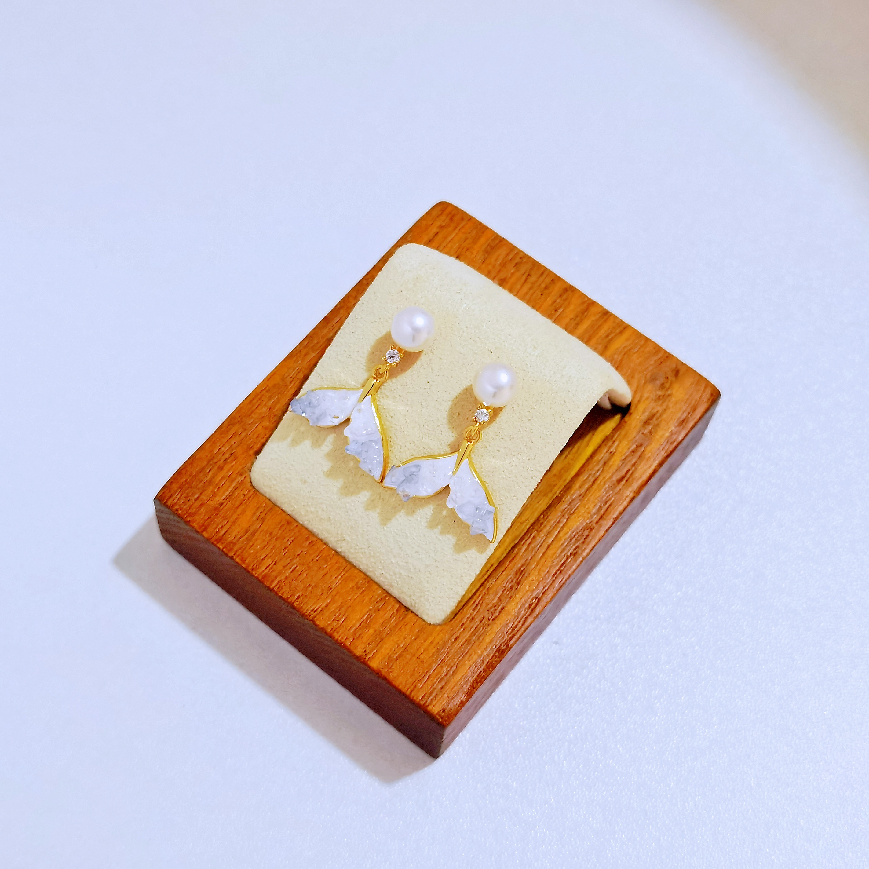 清沧 天然淡水珍珠 925银针 鱼尾珍珠耳坠 A007