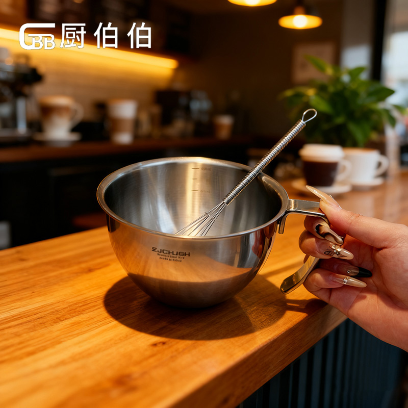 【今日送打蛋器】18-10不锈钢早餐燕麦牛奶杯打蛋碗带手柄量杯