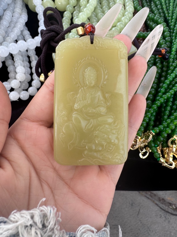 高端精品鸡油黄观音牌挂件