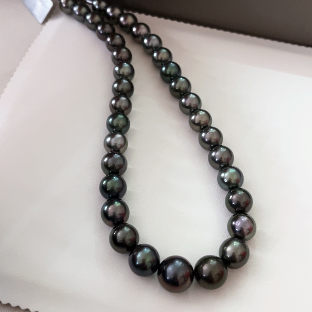 海水珍珠项链未镶嵌孔雀炫彩11-14.5