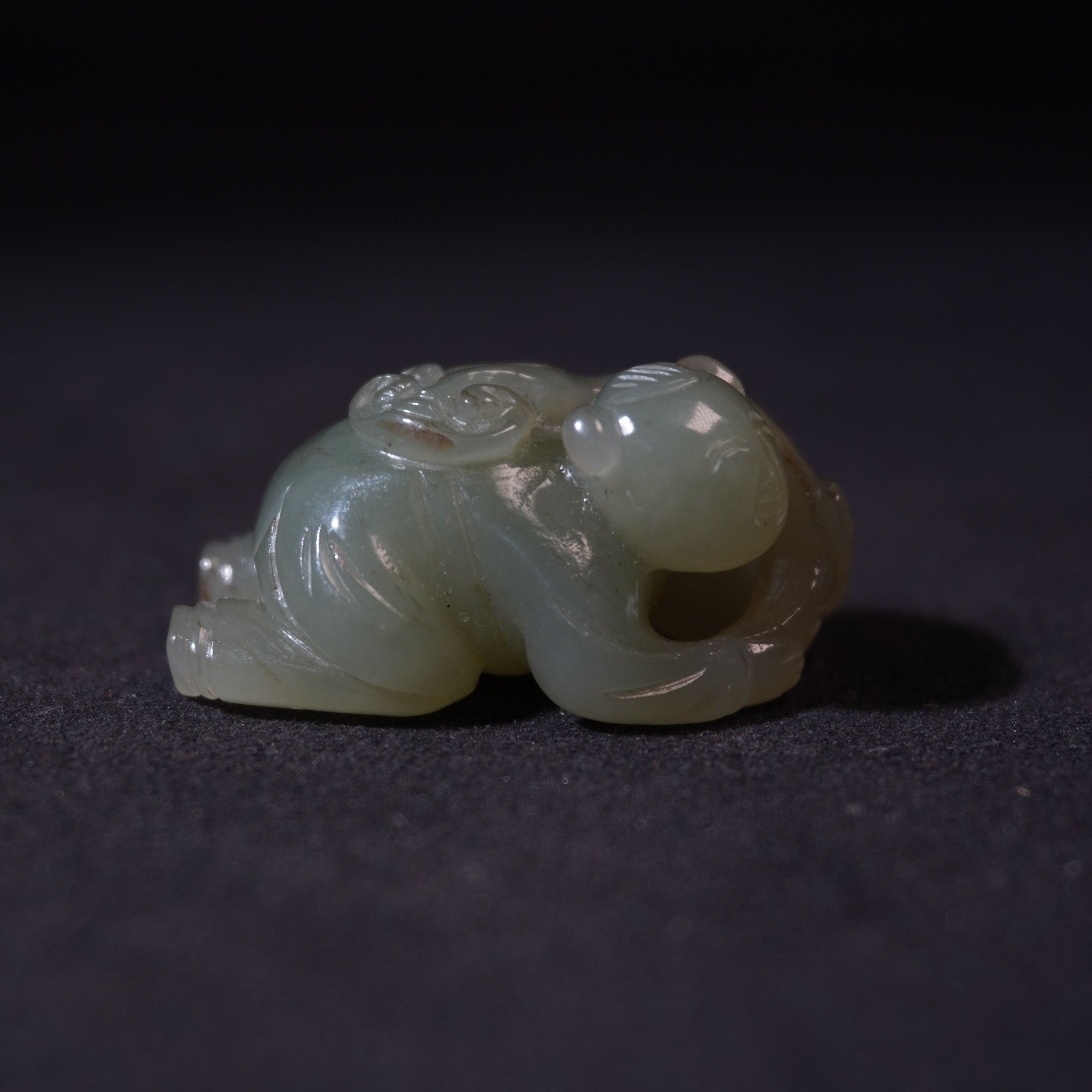 9SE331  清  和田玉祝寿童子挂件