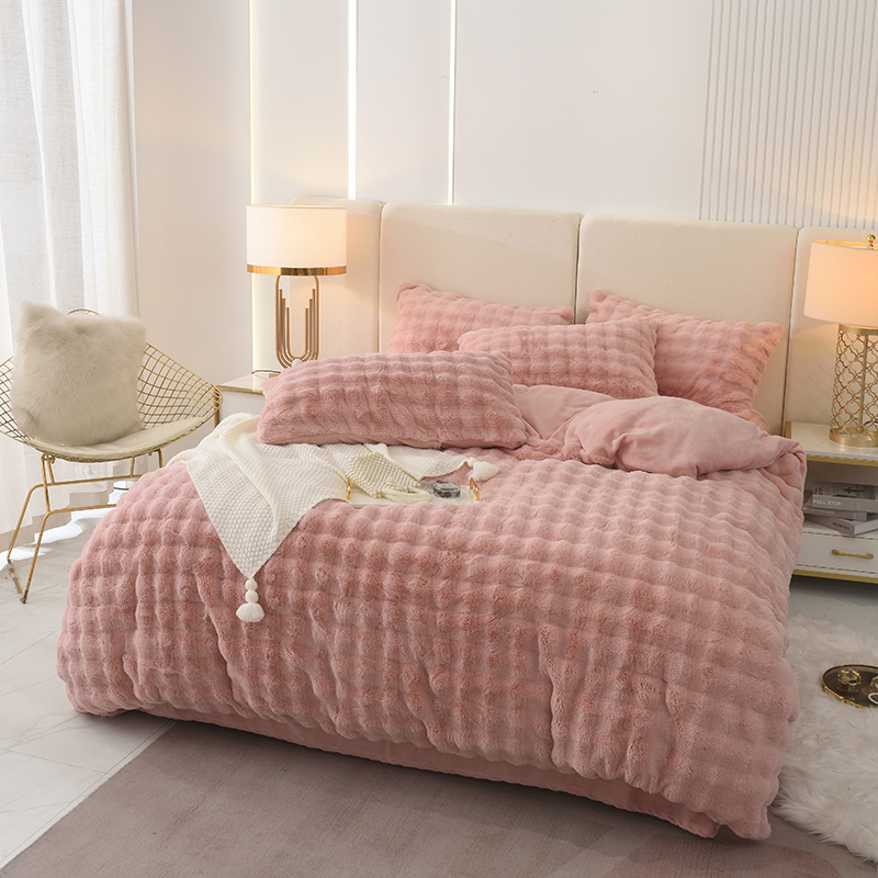 兔5兔绒牛奶绒四件套床单款