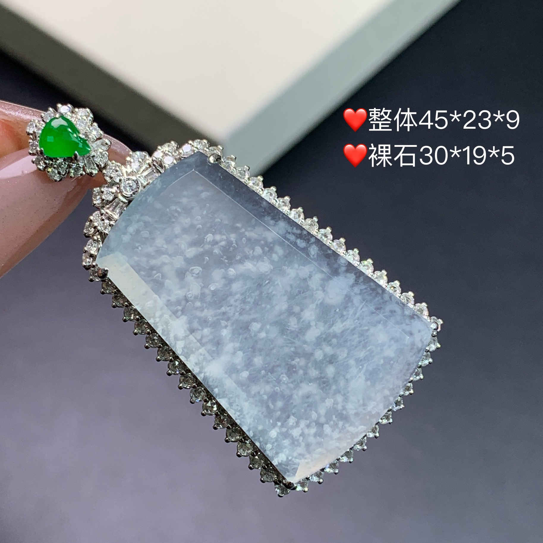 新品推荐·18k金高冰意境雪花棉无事牌翡翠玉石缅A吊坠气质冰透