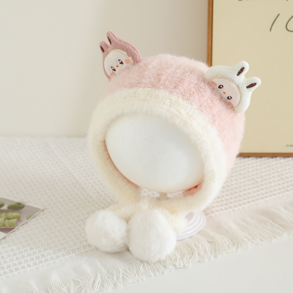 婴儿帽子秋冬季超萌加厚男童针织护耳帽冬天女宝宝保暖防风毛绒帽