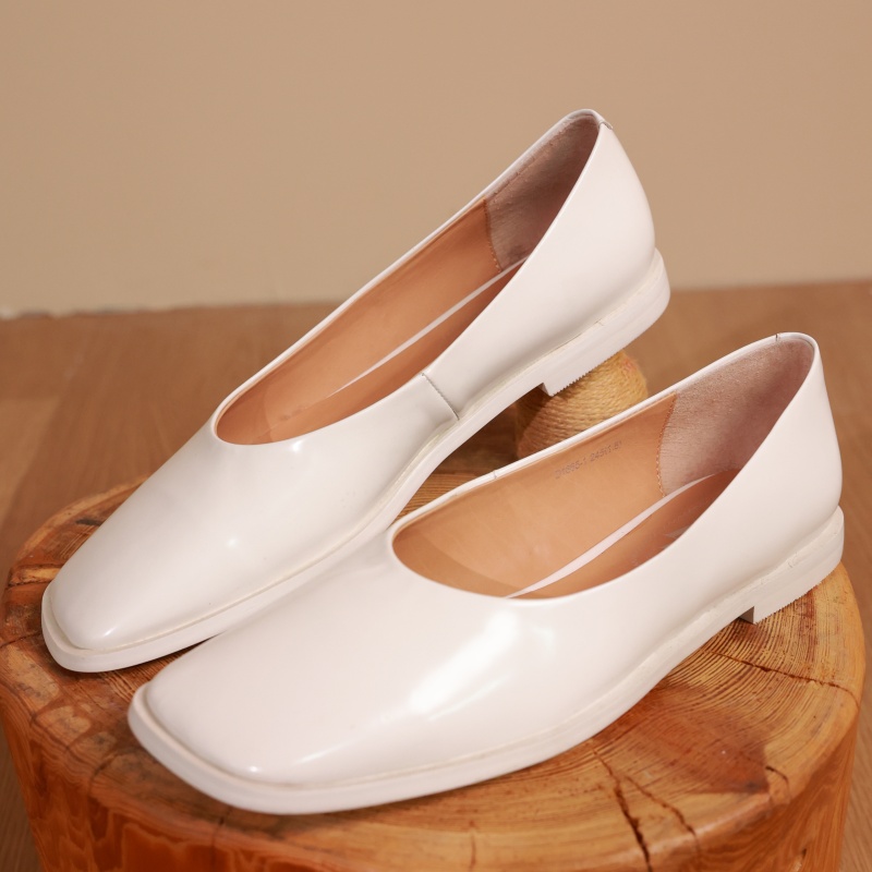 【线上专属】方头浅口平底鞋（D1865-1-白色）