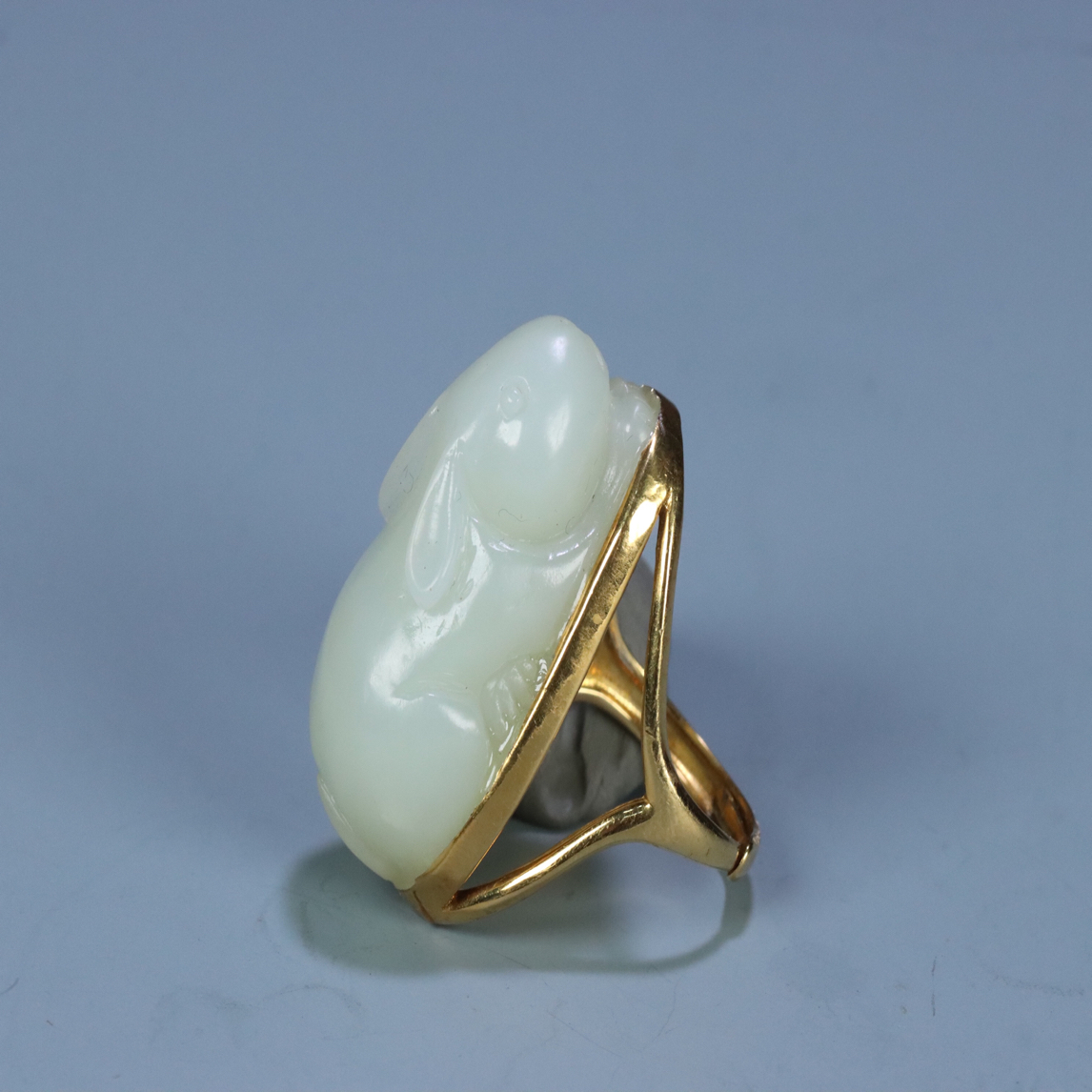 北城工美收藏/和田玉兔戒指