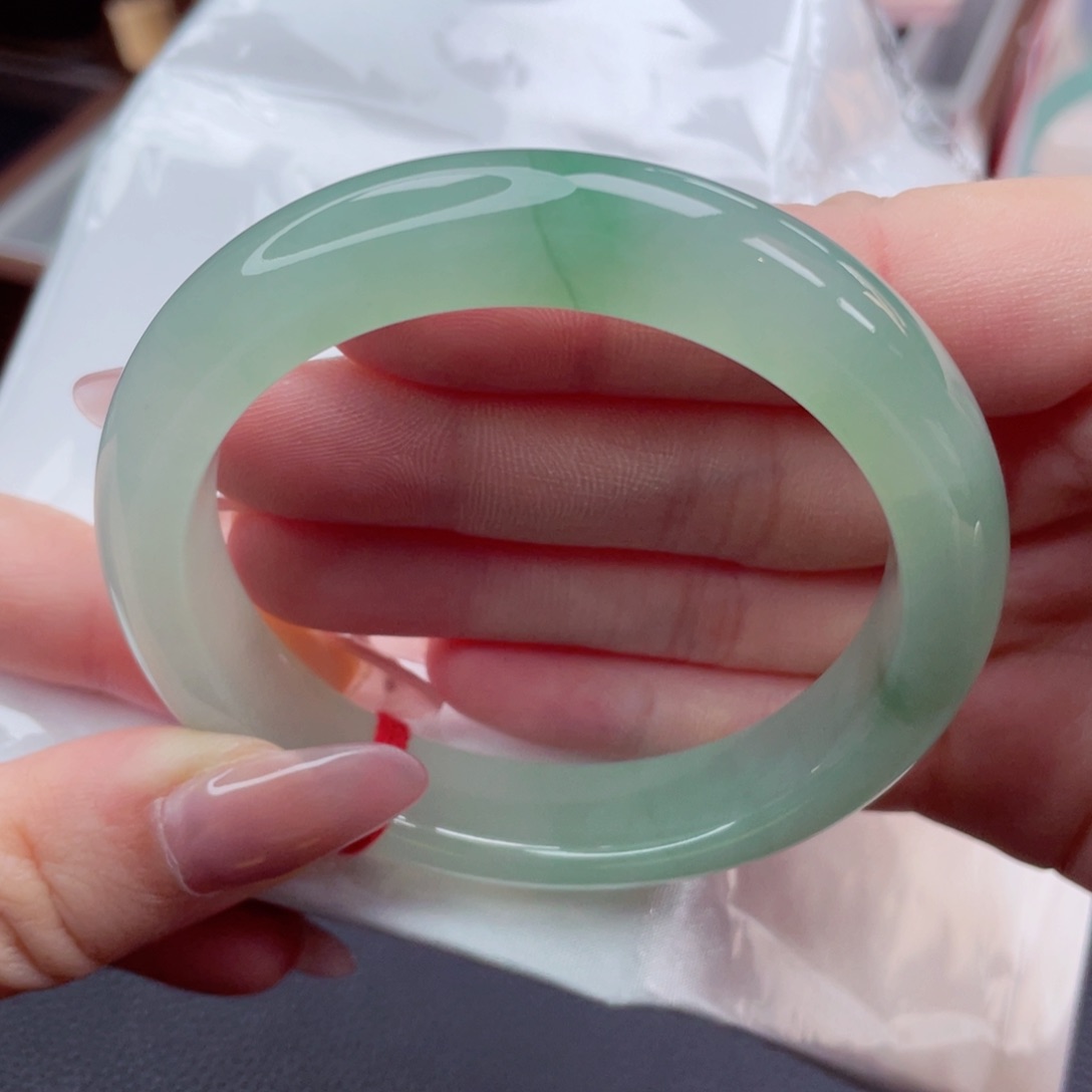 未镶嵌手镯翡翠54.8冰绿芙蓉 泛光感十足 抢手货必拍 3号