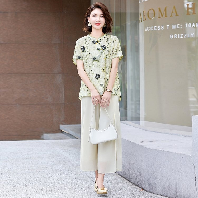 2025新款洋气中老年女装两件套中年妈妈国风夏装新中式妈妈装夏装