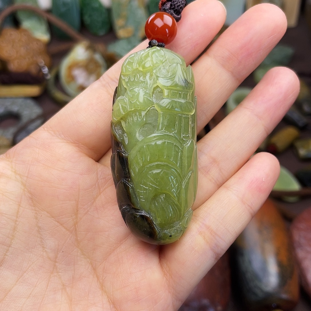 蛇纹石玉合金颈饰
