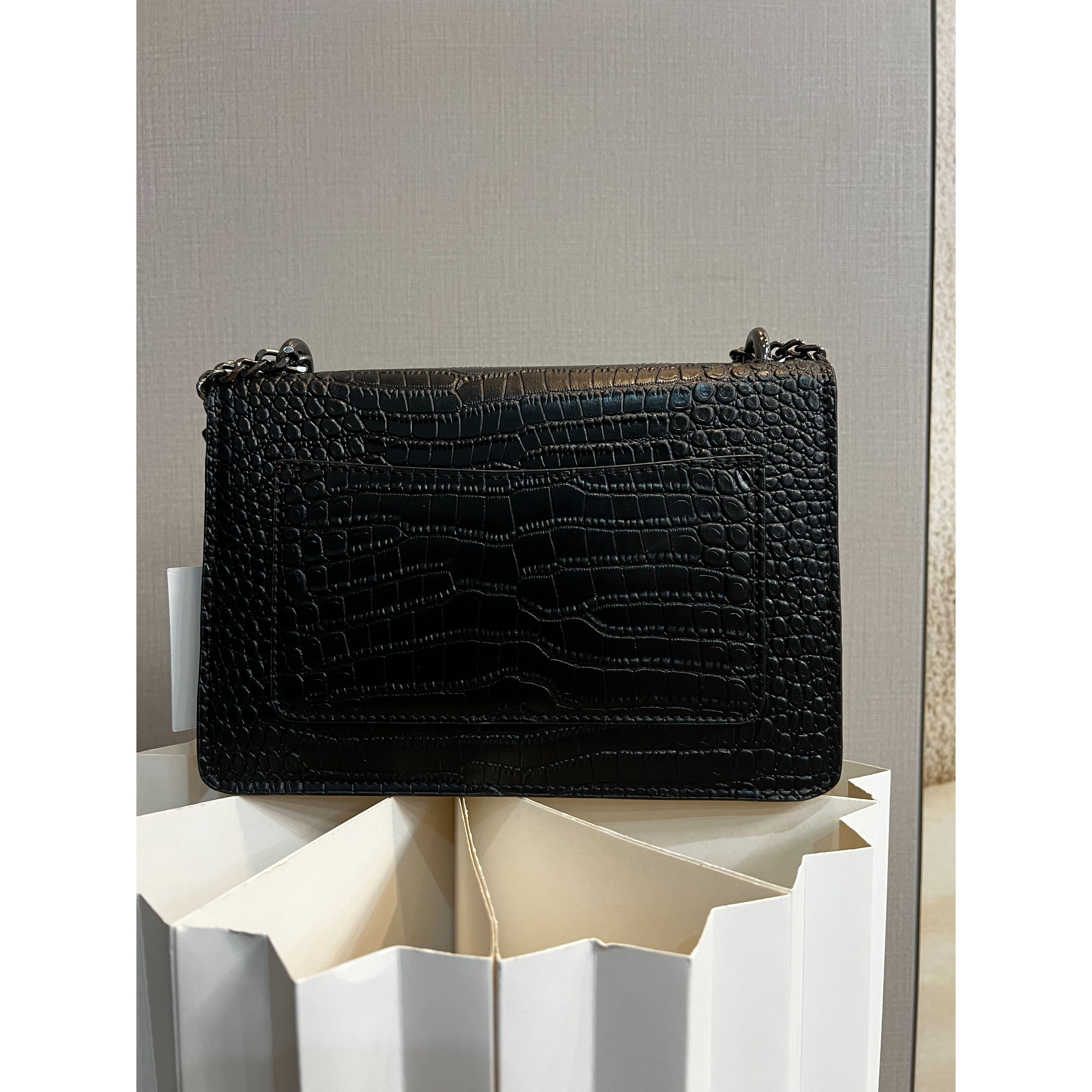 TOLEX2025新款时尚百搭手工鳄鱼纹女包黑色