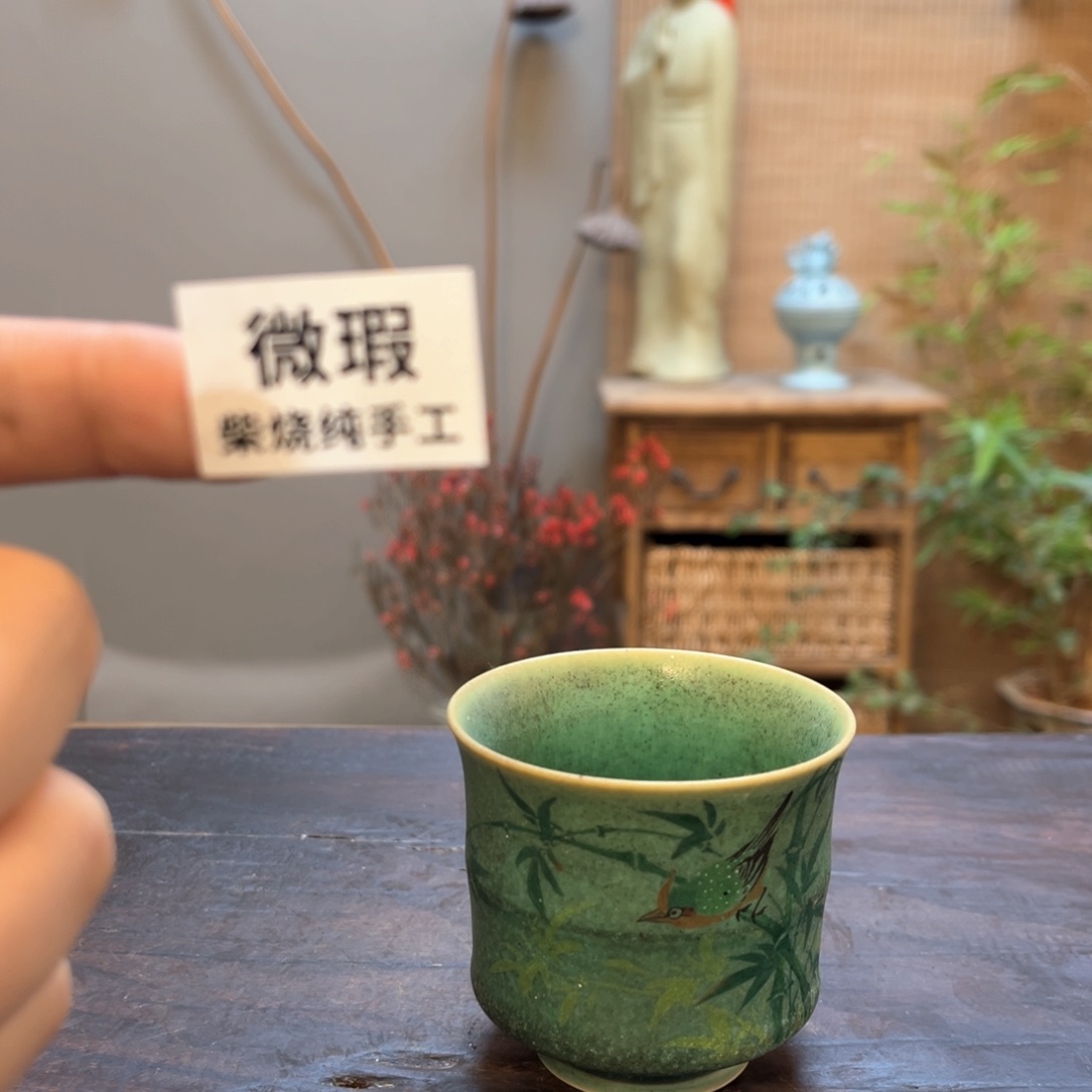 杯柴烧手工手绘陶瓷
