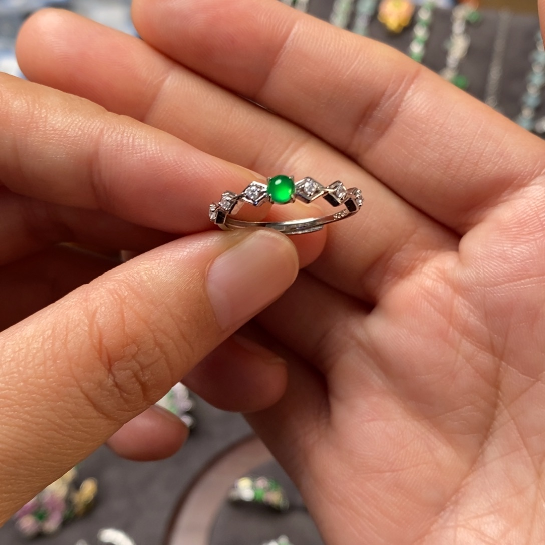 翡翠银S925镶嵌戒指