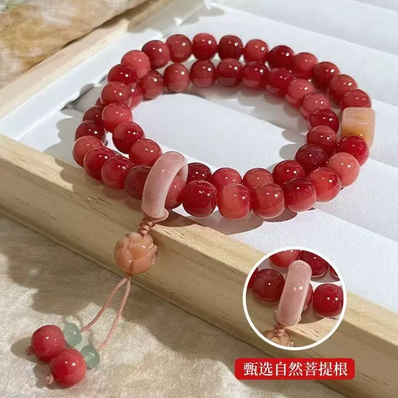 TX828-粉菩提双圈珠串手串【木木】