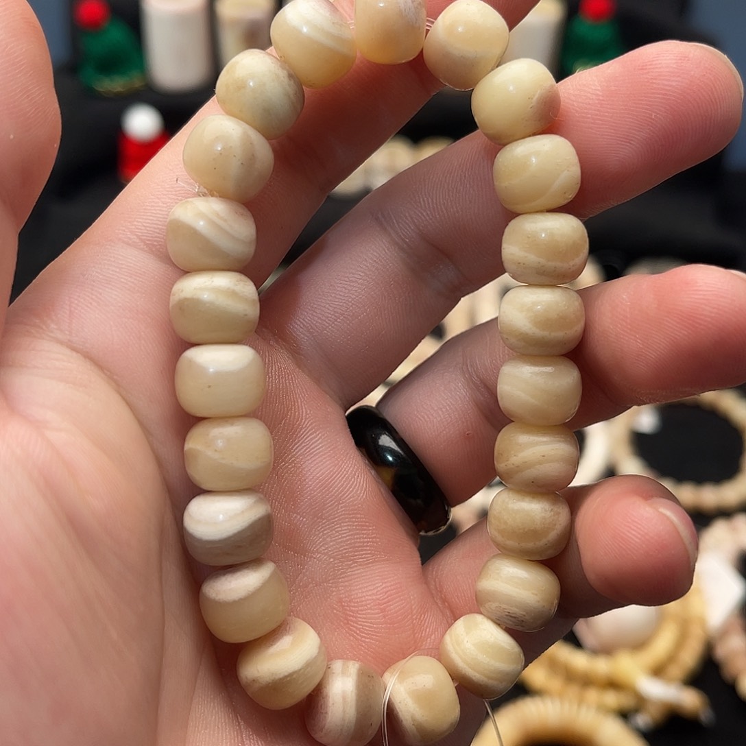 吊坠白玉菩提精品驼骨三花老料手串