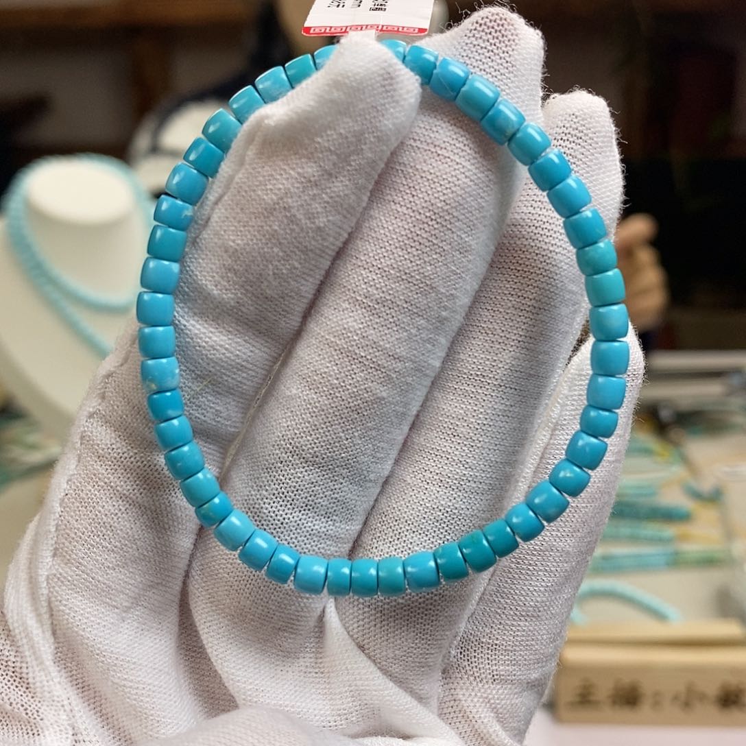 绿松石A5玉化蓝单圈卡4+未镶嵌