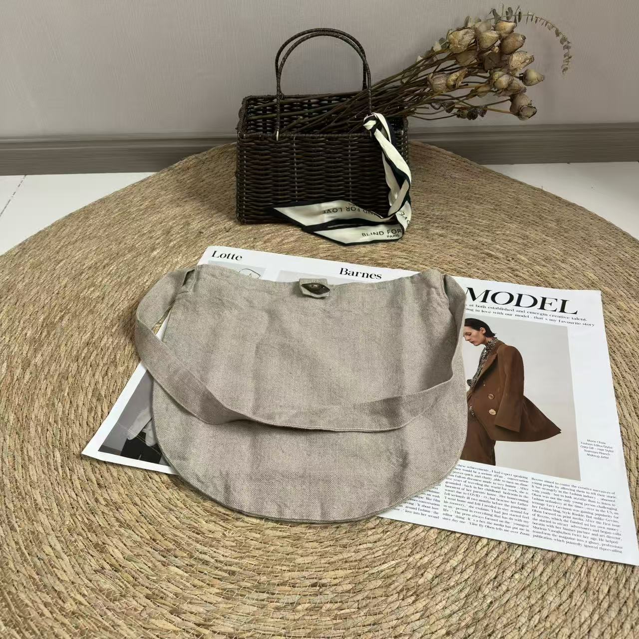 【6支汉麻斜挎包】汉麻双雨露百搭手提单肩斜挎包38*40