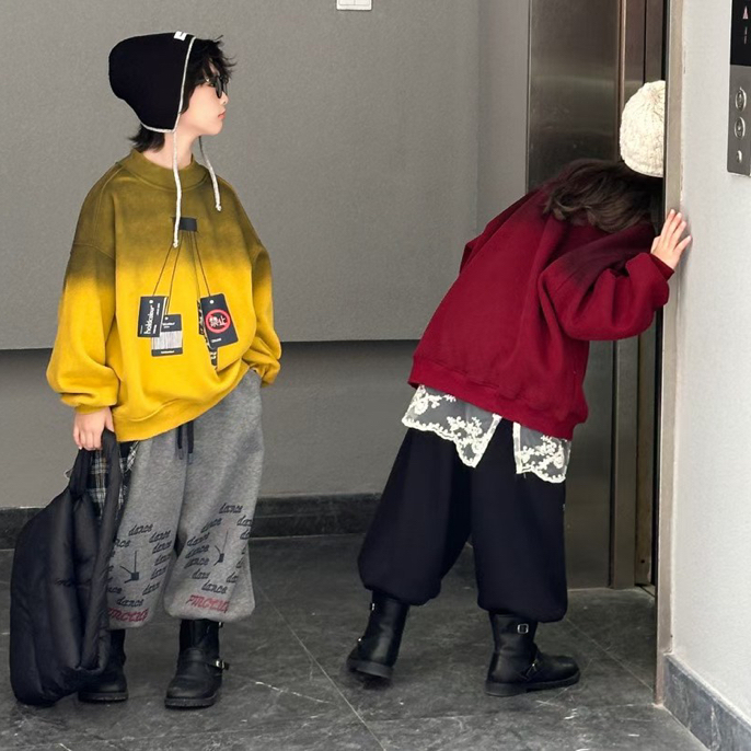 布鲁童品2025秋冬新款加绒卫衣男童女童潮版套头加厚上衣