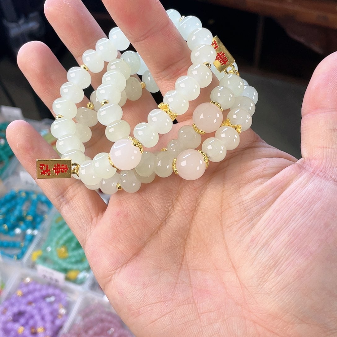 玉髓手饰银S925镀金镶嵌