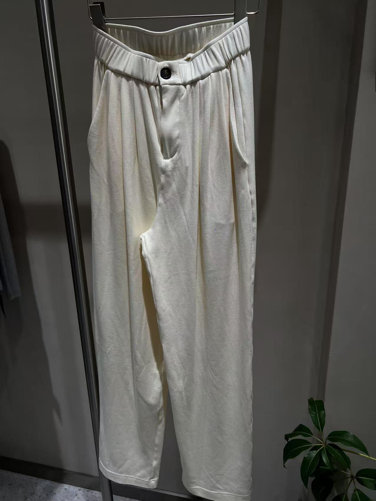 夏季新款一颗扣亚麻阔腿裤洋气休闲显瘦宽松