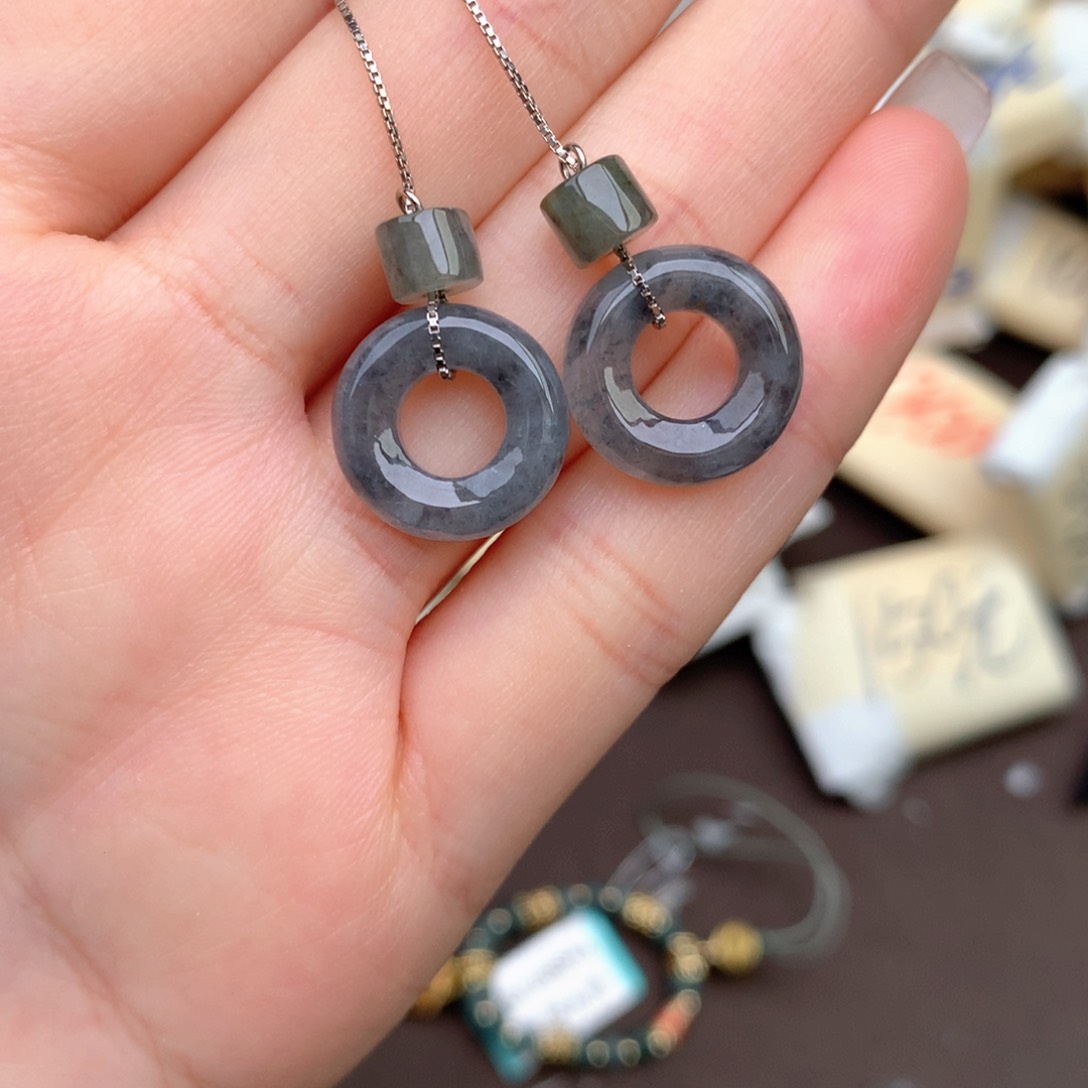 【闪购商品】翡翠耳饰银S925镶嵌一31