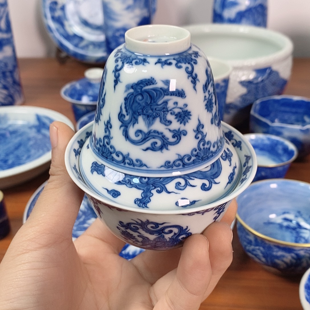 轻***山瓷手工手绘柴窑烧制