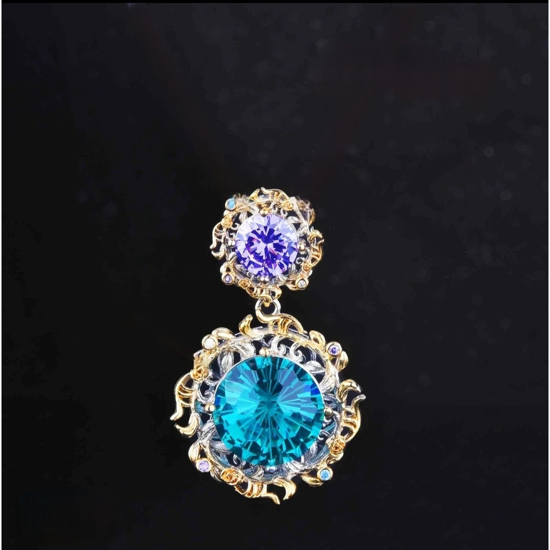 3376项链750黄金18k白金镶嵌帕拉伊巴碧玺镶女款项链赠链条