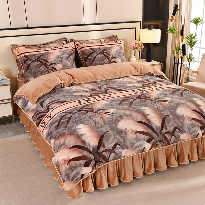 新款牛奶绒四件套双面绒面料柔软舒适加绒床单被套床上用品