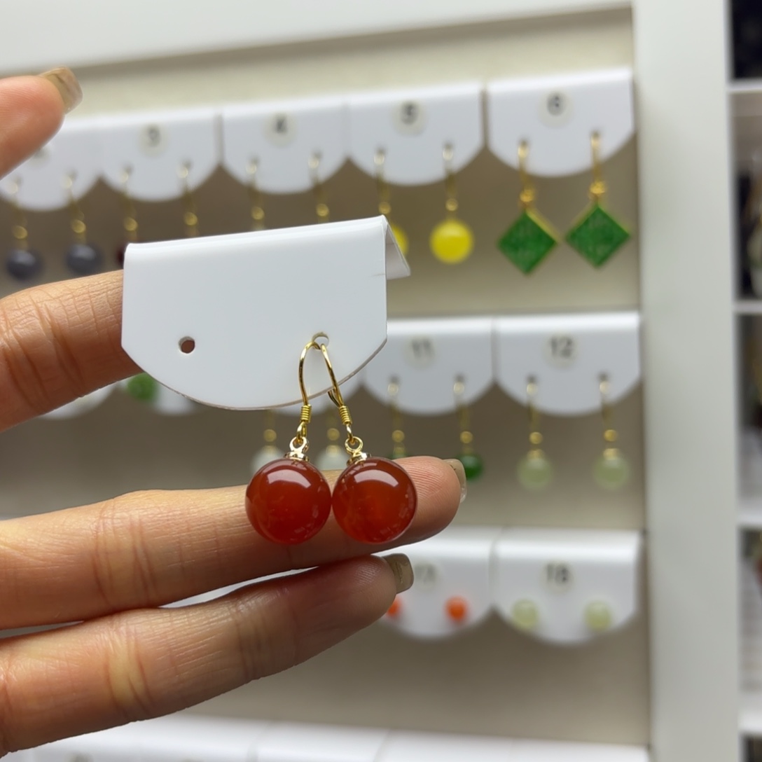 玛瑙/玉髓银S925镶嵌耳饰