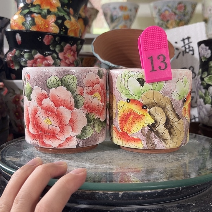 景德镇手绘花盆满38包邮偏远地区除外