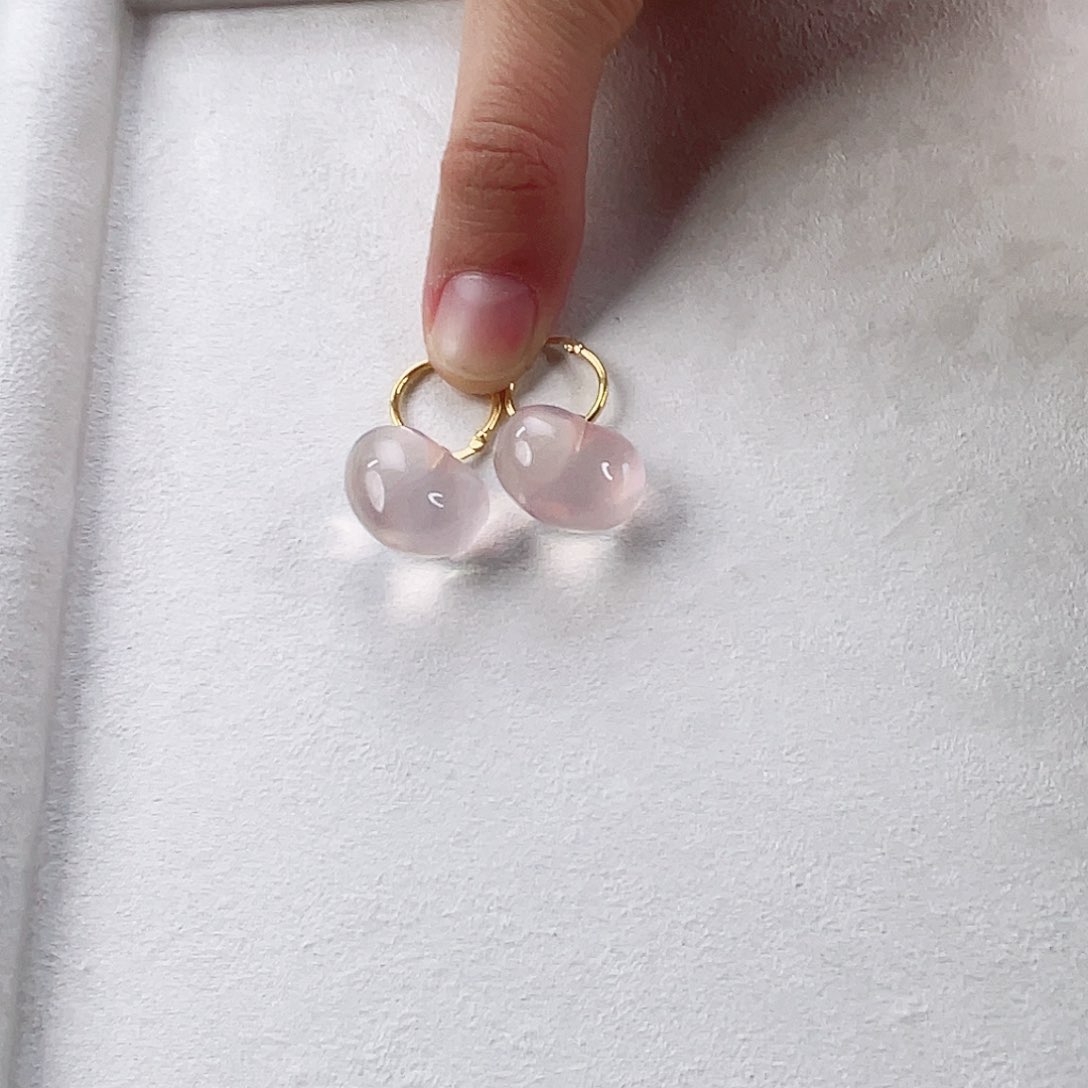 水晶耳饰18K金镶嵌水晶