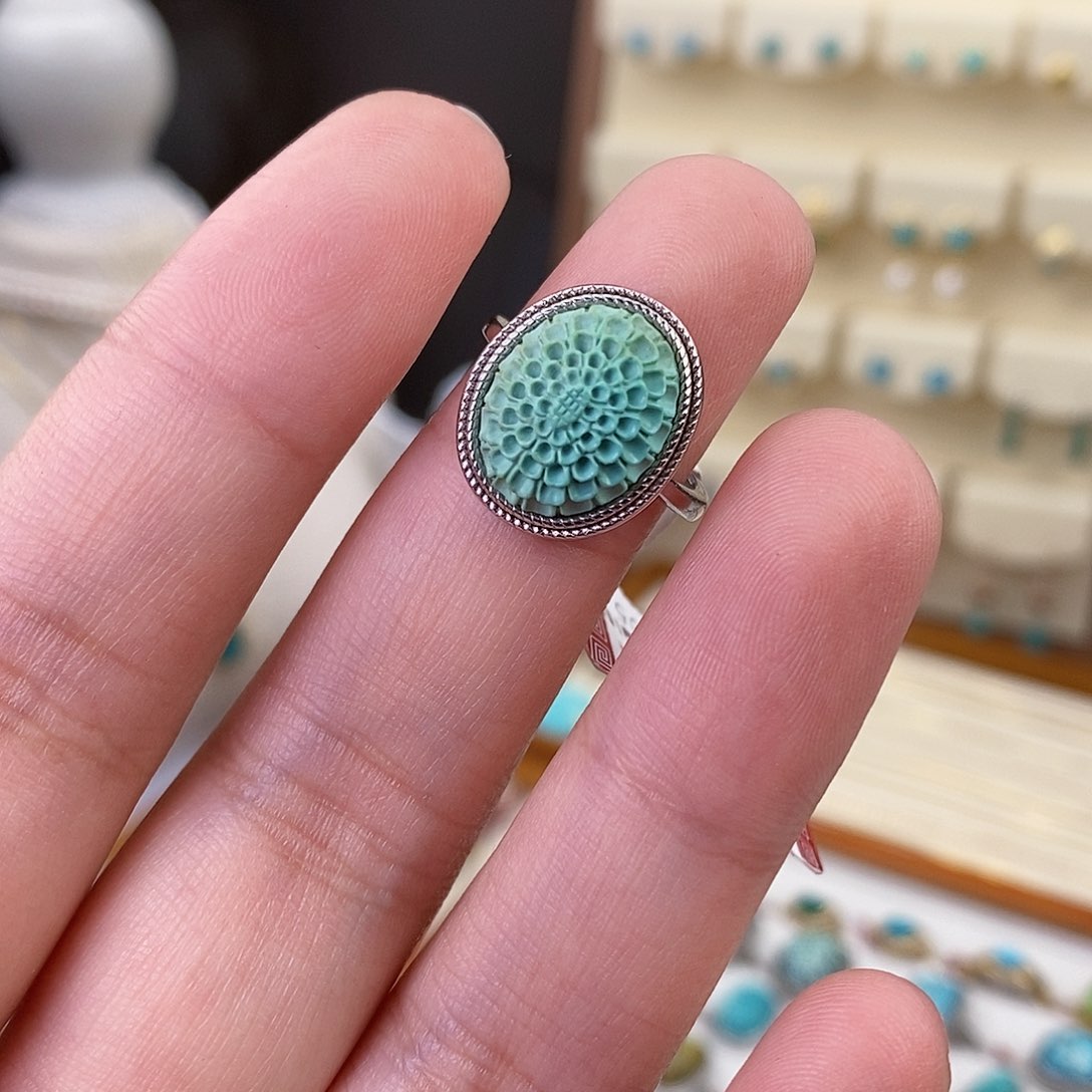 绿松石戒指银S925镶嵌
