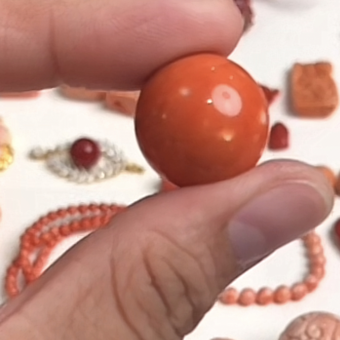 momo珊瑚圆珠一颗特漏