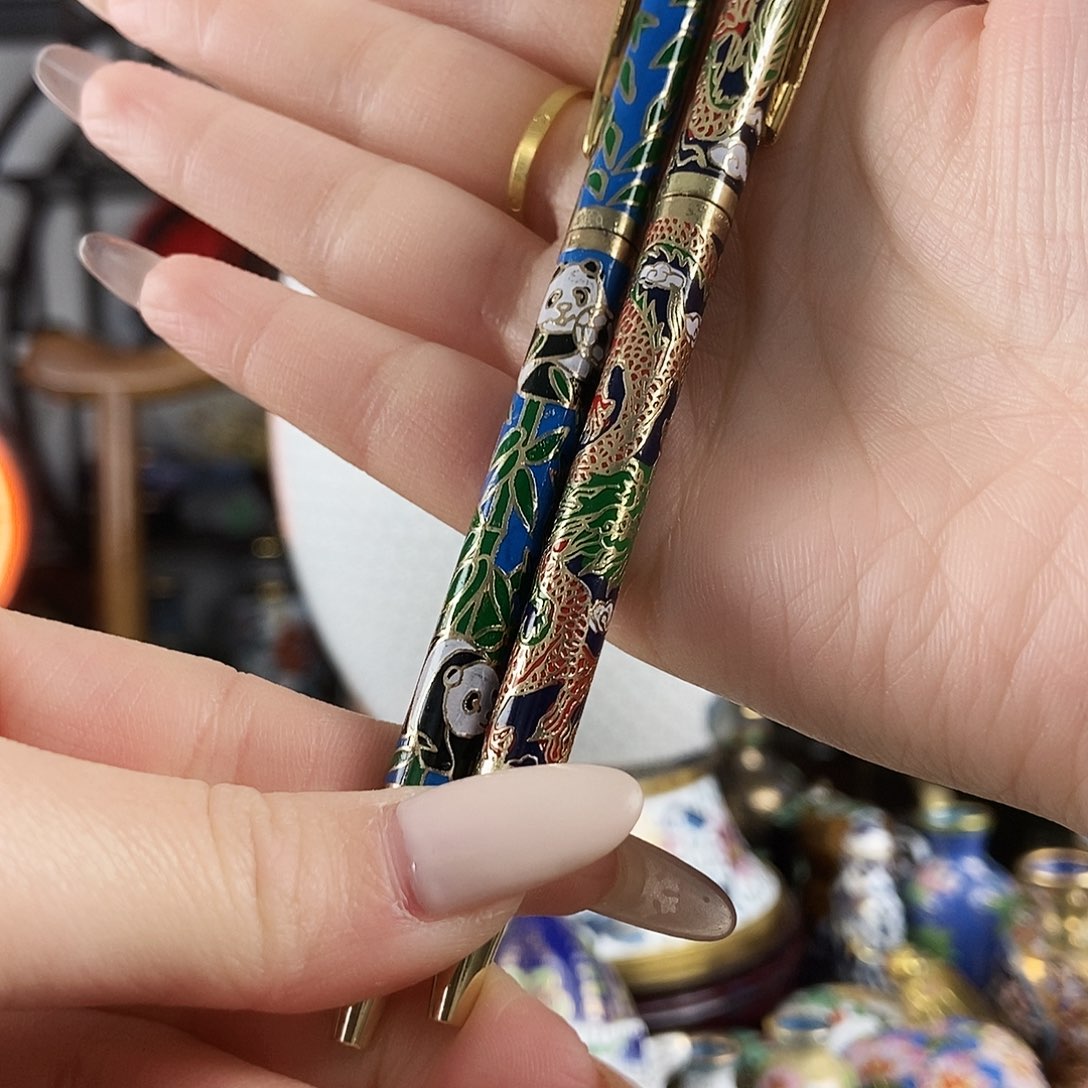 季***雪铜两个景泰蓝圆珠笔