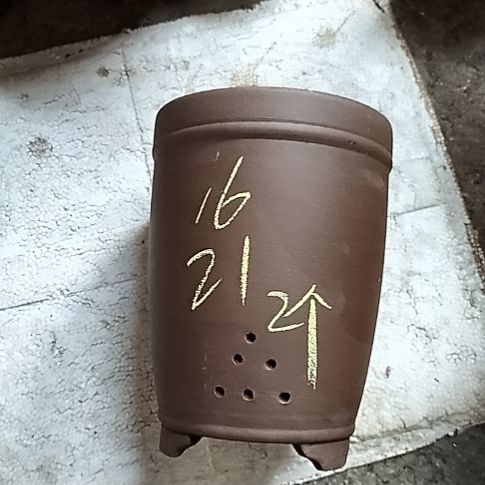 三线两个花盆紫砂