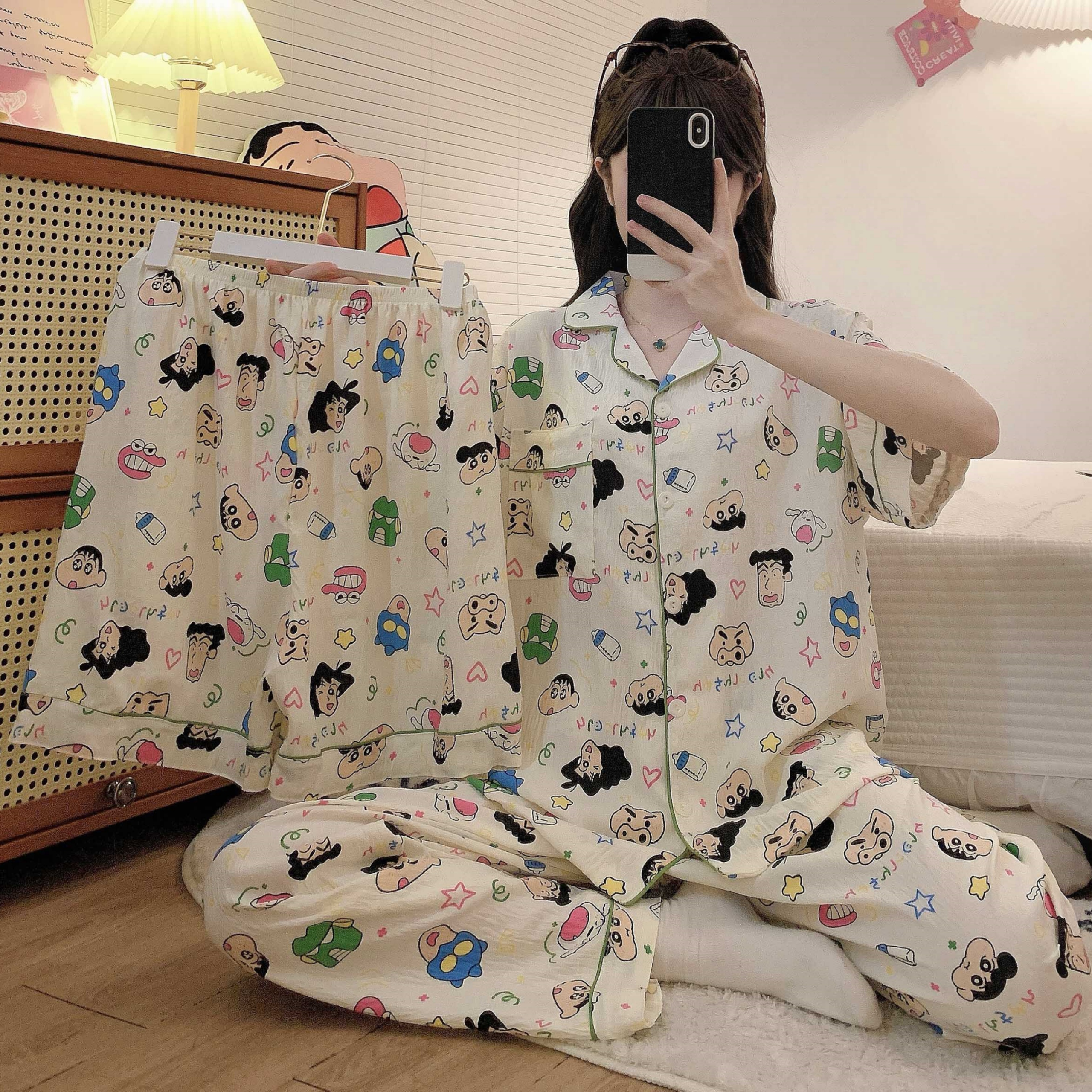 【多件套】樱彩莉大码宽松250斤睡衣女休闲家居服套装卡通居家夏季