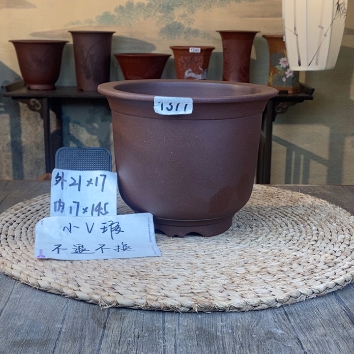 花盆紫砂  微瑕紫泥金钟1377