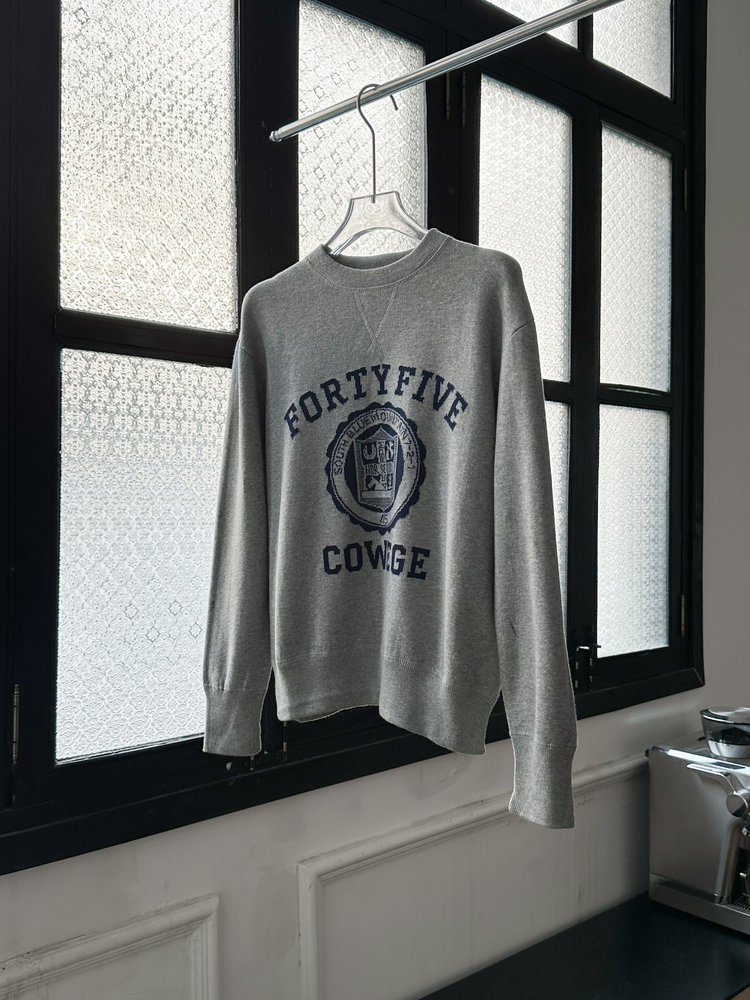 YUsusu‘’美式复古圆领字母藏青宽松卫衣yss25112601