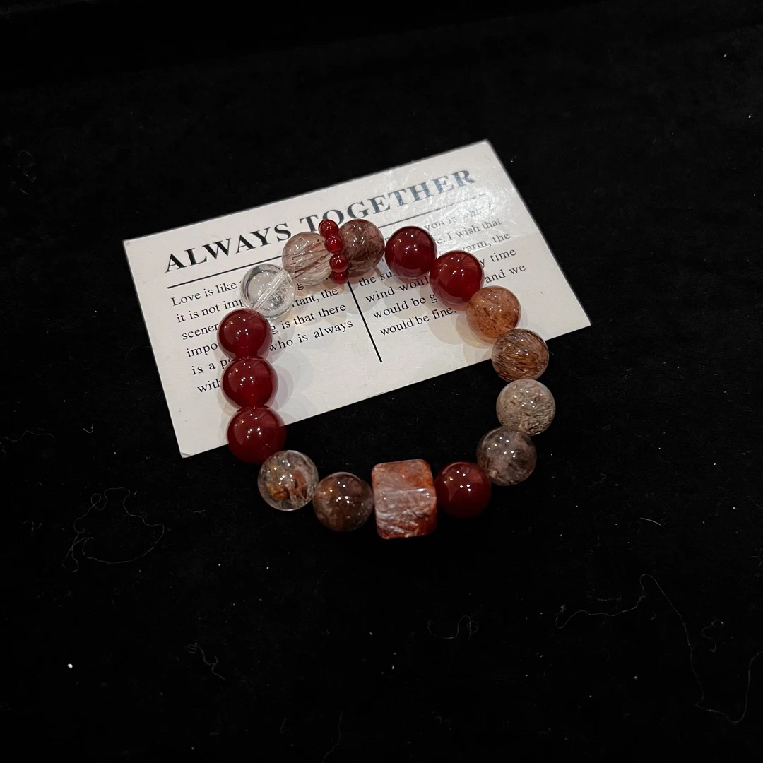 F564 黑金超拼接红玛瑙设计款手串 多样性发一