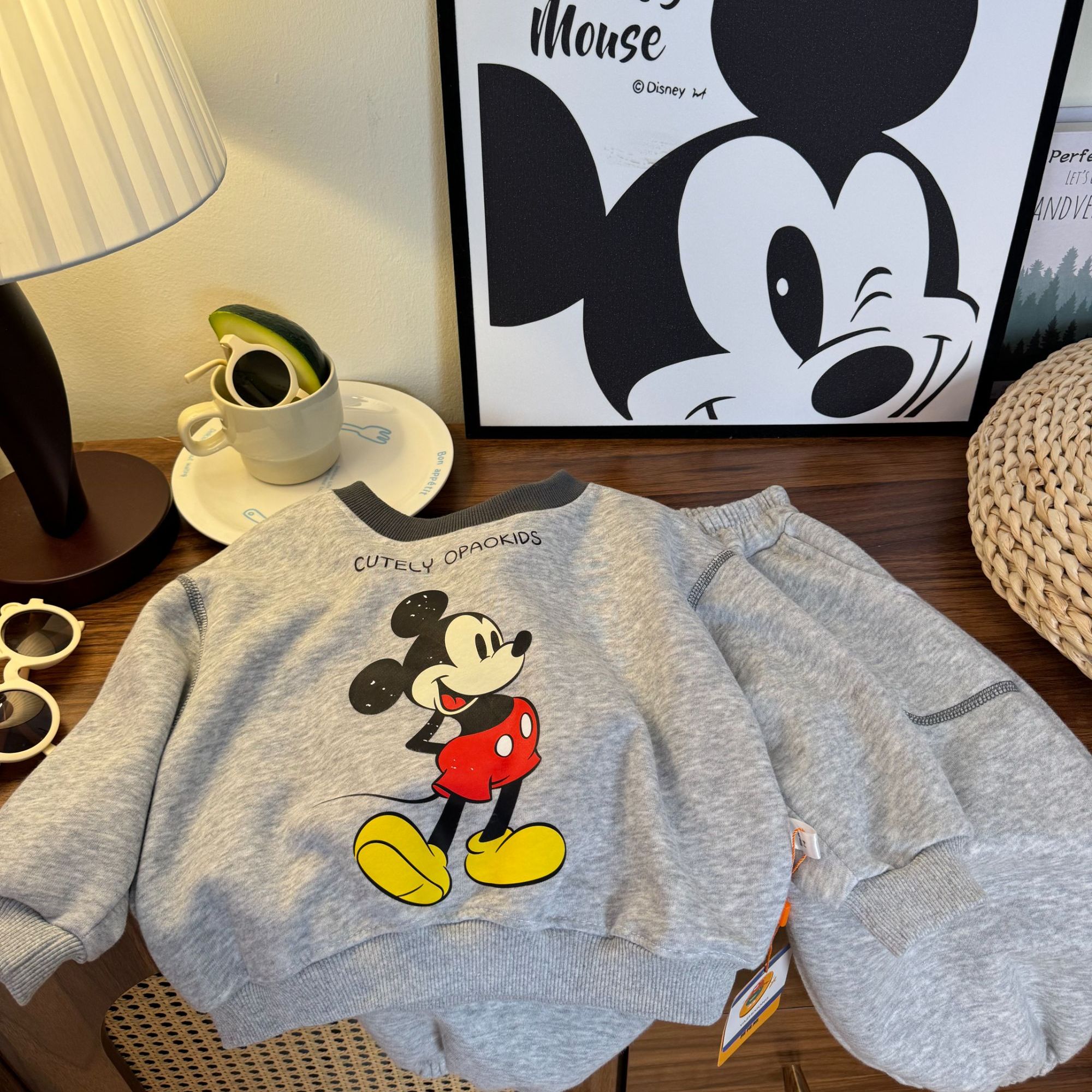 【实体品质】儿童韩版米奇卫衣套装2025新款男女宝宝宽松上衣潮