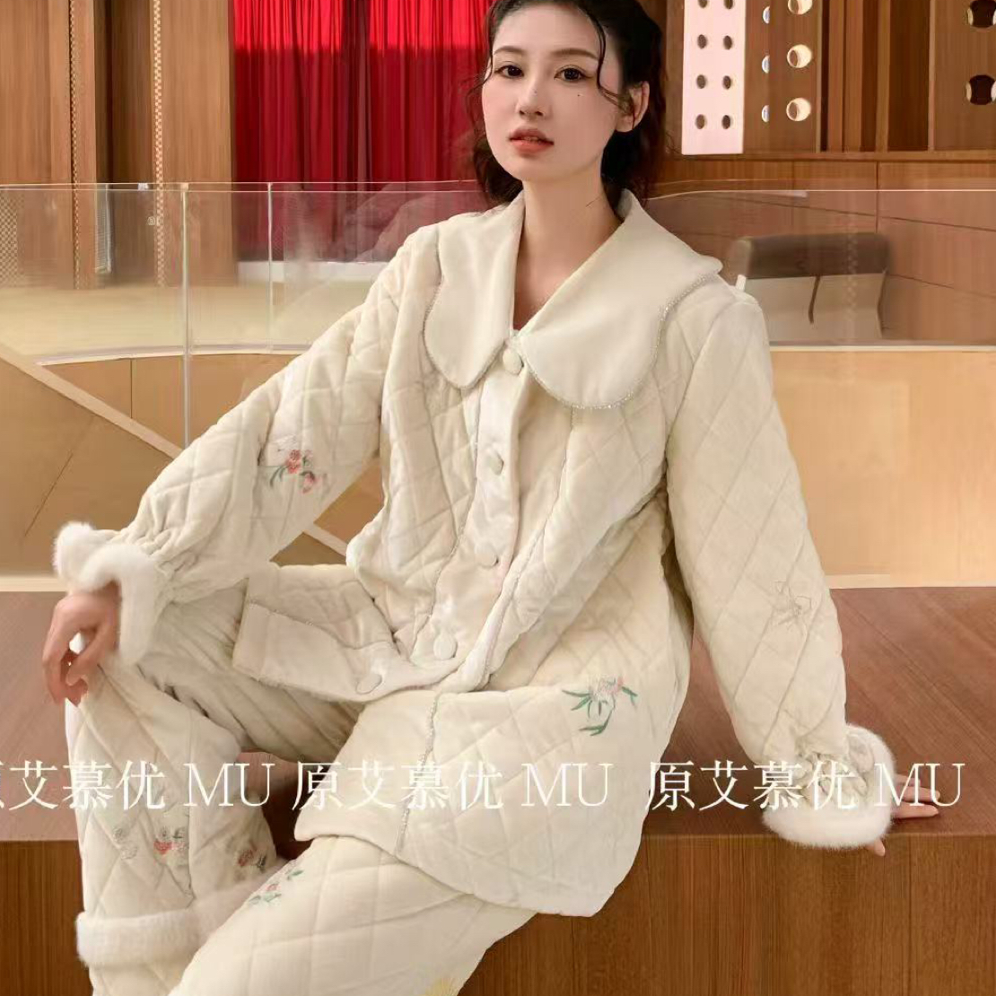 原木M U三层压缩一体棉可外穿家居服