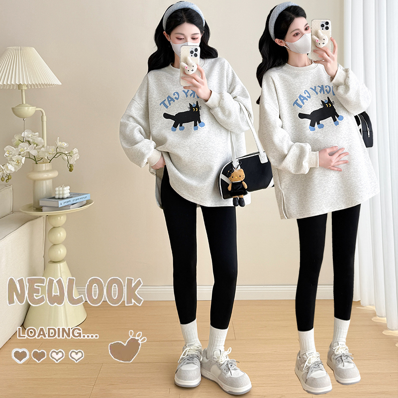 【伊伊】孕妇装2025秋冬上衣新款时尚洋气减龄圆领卡通宽松卫衣