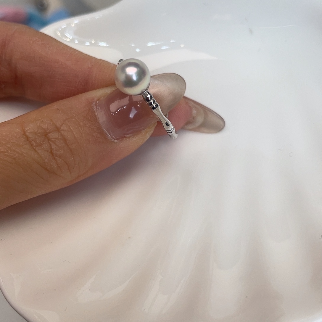 银S925镶嵌海水珍珠戒指