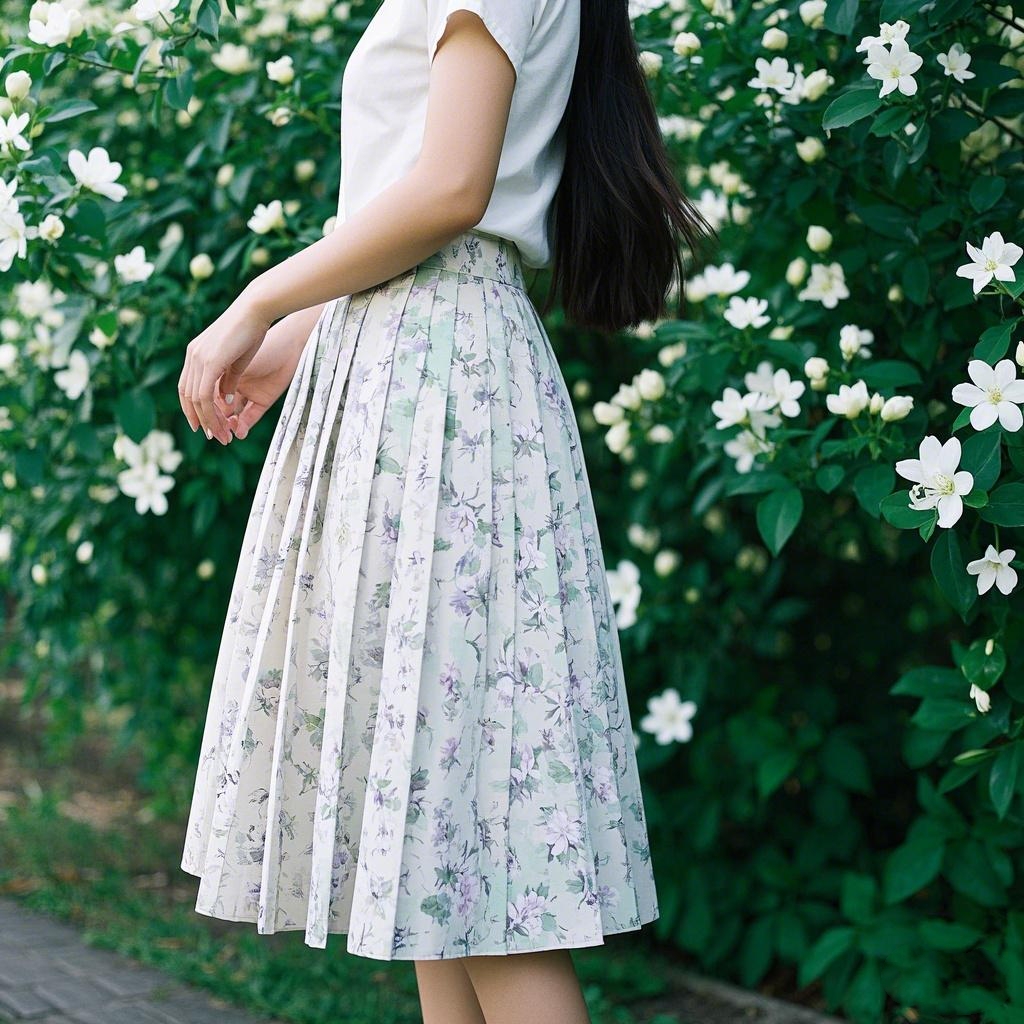 19号链接  早春新款女装时尚百搭碎花显瘦法式半身裙女款爆款