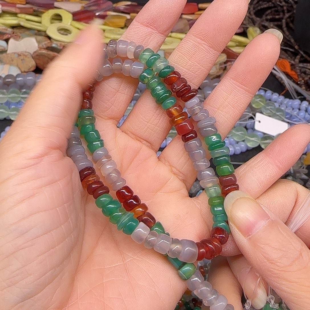 玛瑙/玉髓合金珠宝半成品玛瑙多宝手工隔片6mm一条